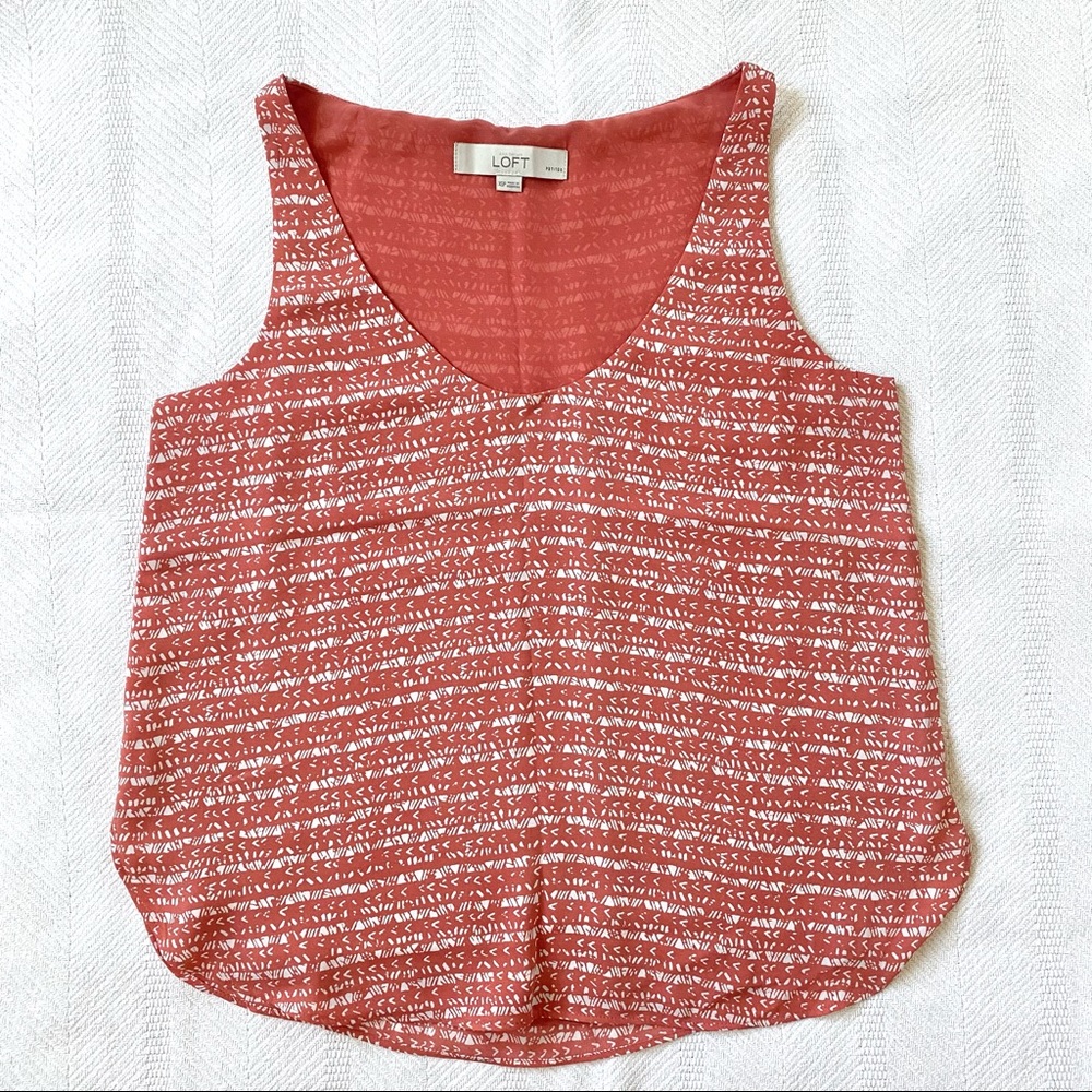 LOFT coral tribal print sleeveless blouse